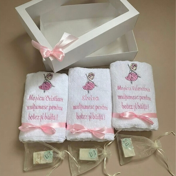 Prosoape Cadou pentru Nași, Broderie Personalizată, 90cm x 50cm, bumbac 100%